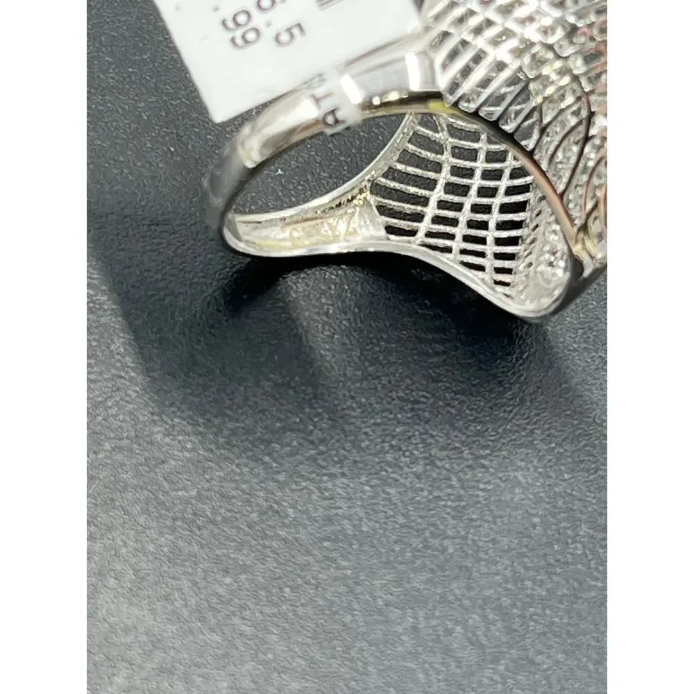 Sterling Silver 925 Pave CZ Concave Weave Spider Web Ring‎ Sz 7 New